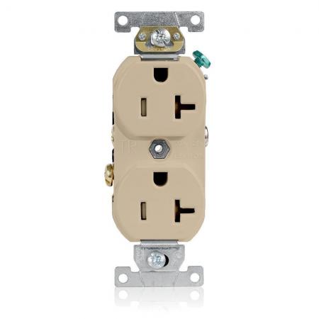 LEVITON Leviton TBR20-I Duplex Tamper Resistant Receptacle 125 VAC 20 A 2 Pole 3 Wire