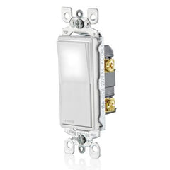 Leviton L56112W 1-Pole AC Quiet Rocker Switch, 120/277 VAC, 15 Amp, White Illuminated OFF