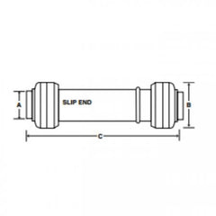 Sharkbite UR3008 Push-To-Connect Ends, Slip Coupling, 1/2 PTC x 1/2 PTC Inch, Replacement MPN