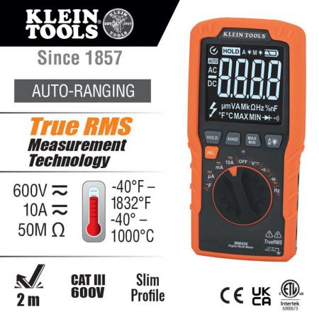 KLEIN TOOLS Klein Tools MM450 Slim Digital Multimeter TRMS Auto-Ranging 600V