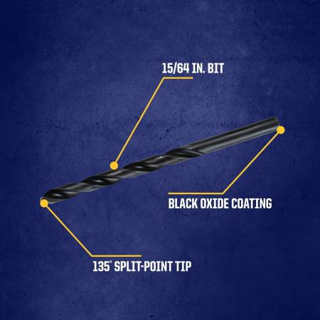 IRWIN Irwin Tools 67515 Drill 15/64 HD JL 135 Black Ox Pack of 5