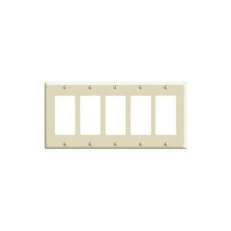 LEVITON Leviton 80423-I 5-Gang Decora/GFCI Device Wallplate Standard Size Thermoset Replacement MPN