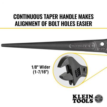 KLEIN TOOLS Klein Tools 3227 Adjustable Spud Wrench 1-7/16-Inch Tether Hole, 10-Inch