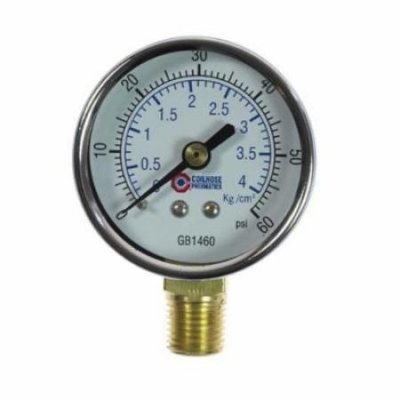 COILHOSE PNEUMATICS Coilhose Pneumatics GB1460 2 Chrome Dial Gauge 1/4 Bottom Mount 0-60 PSI
