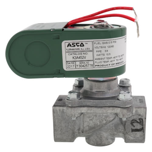 ASCO ASCO K3A452V 3/4 Inch 120V Normally Closed Gas Solenoid Valve 520000 BTU 1/2 PSI