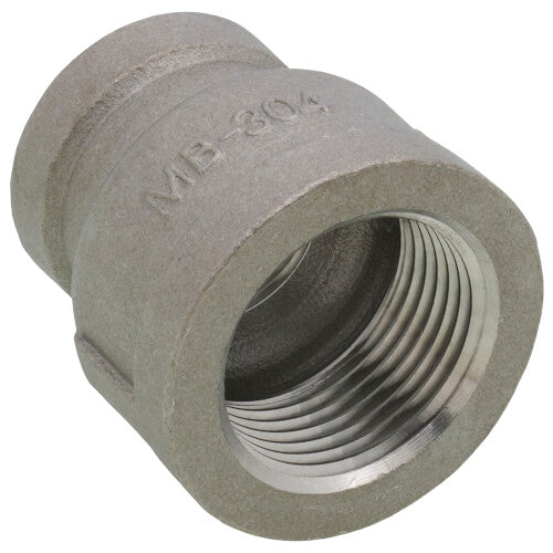 MERIT BRASS Merit Brass K412-1208 Banded Reducing Coupling, 3/4 x 1/2 in Nominal, FNPT End Style, 150 lb, 304/304L Stainless Steel, Import