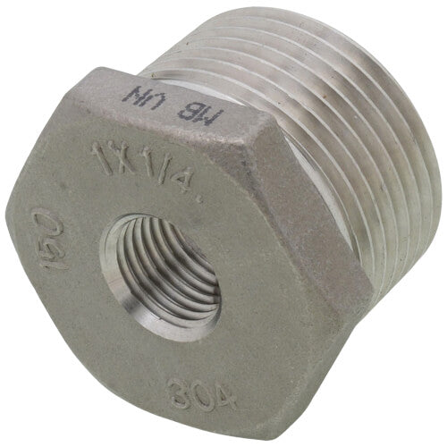 MERIT BRASS Merit Brass K414-1604 Hex Head Pipe Bushing, 1 x 1/4 in Nominal, MNPT x FNPT End Style, 150 lb, 304/304L Stainless Steel, Import