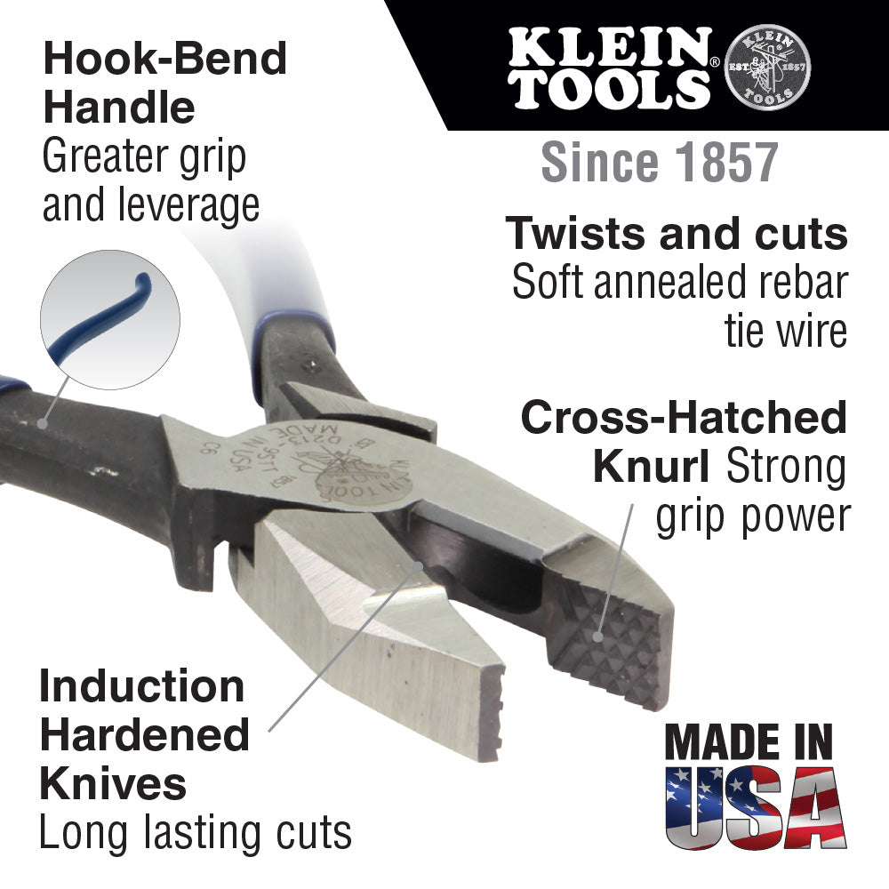 KLEIN TOOLS Klein Tools 201-7CST Ironworker's Pliers 9-Inch with Spring-Loaded Action
