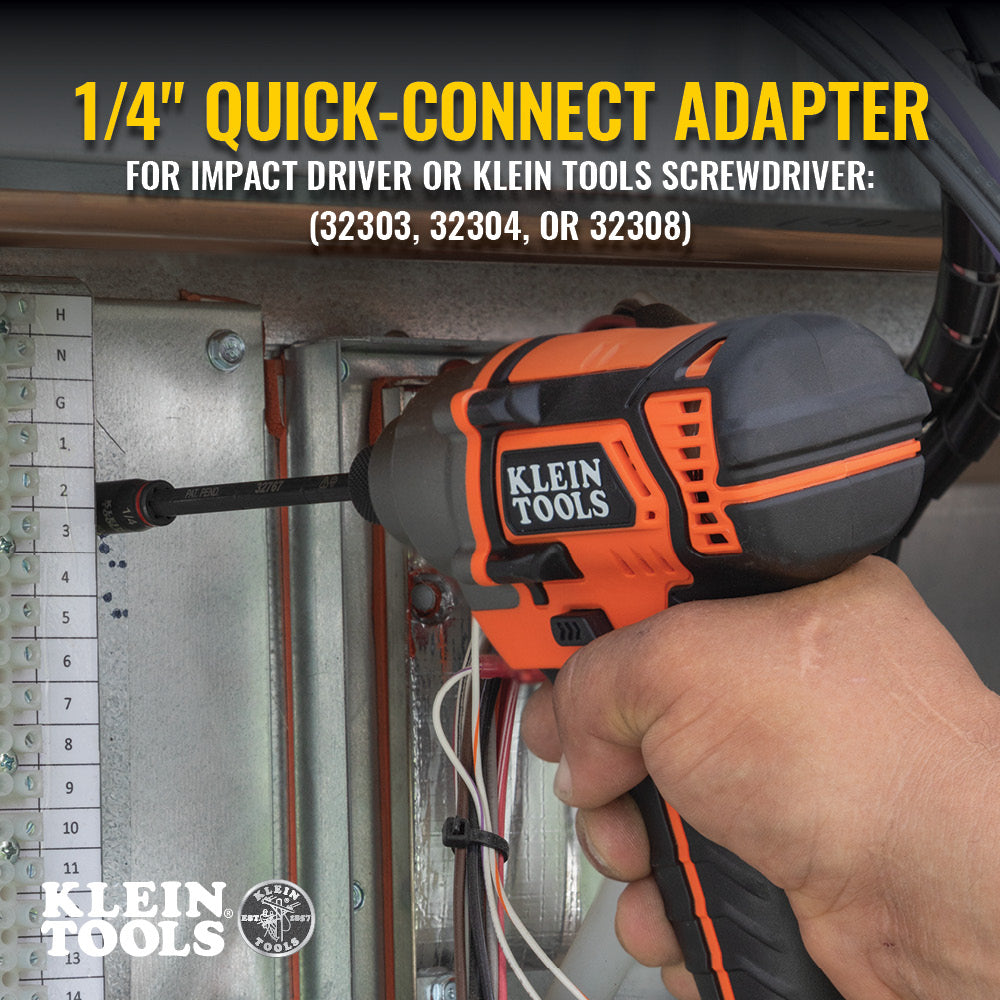 KLEIN TOOLS Klein Tools 32766 Impact Driver, 3-in-1 SAE Impact Socket and Bit Holder, Flip Socket with 1/4-Inch and 5/16-Inch Hex Drivers, 3-Inch Length