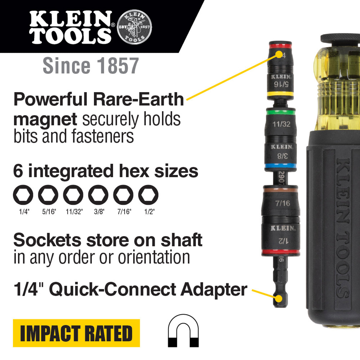 KLEIN TOOLS Klein Tools 32900 7-in-1 Impact Flip Socket with Handle