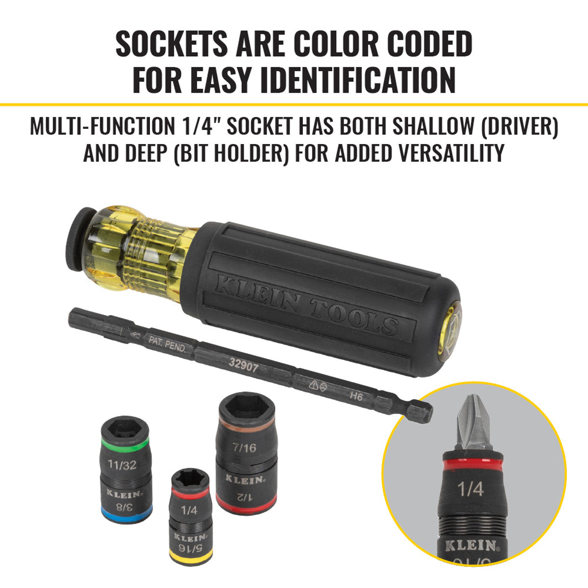 KLEIN TOOLS Klein Tools 32900 7-in-1 Impact Flip Socket with Handle