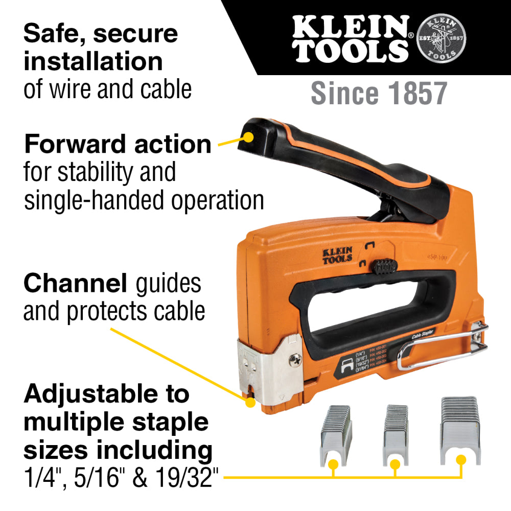 KLEIN TOOLS Klein Tools 450-001 Heavy Duty Staples 1/4 x 5/16-Inch Insulated Staples for CAT3 and CAT5e Data Cables