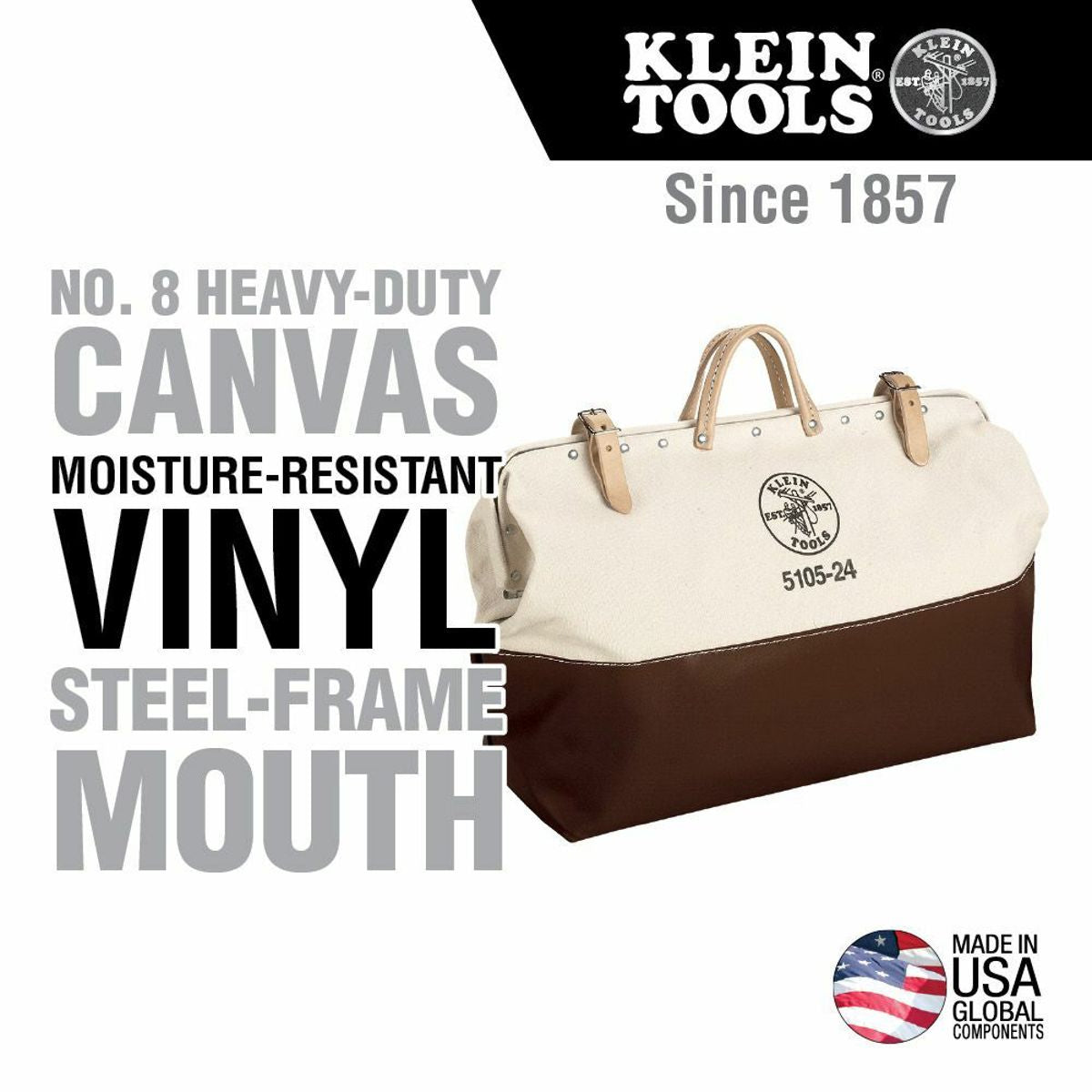 KLEIN TOOLS Klein Tools 5105-24 High-Bottom Canvas Tool Bag, 24-Inch