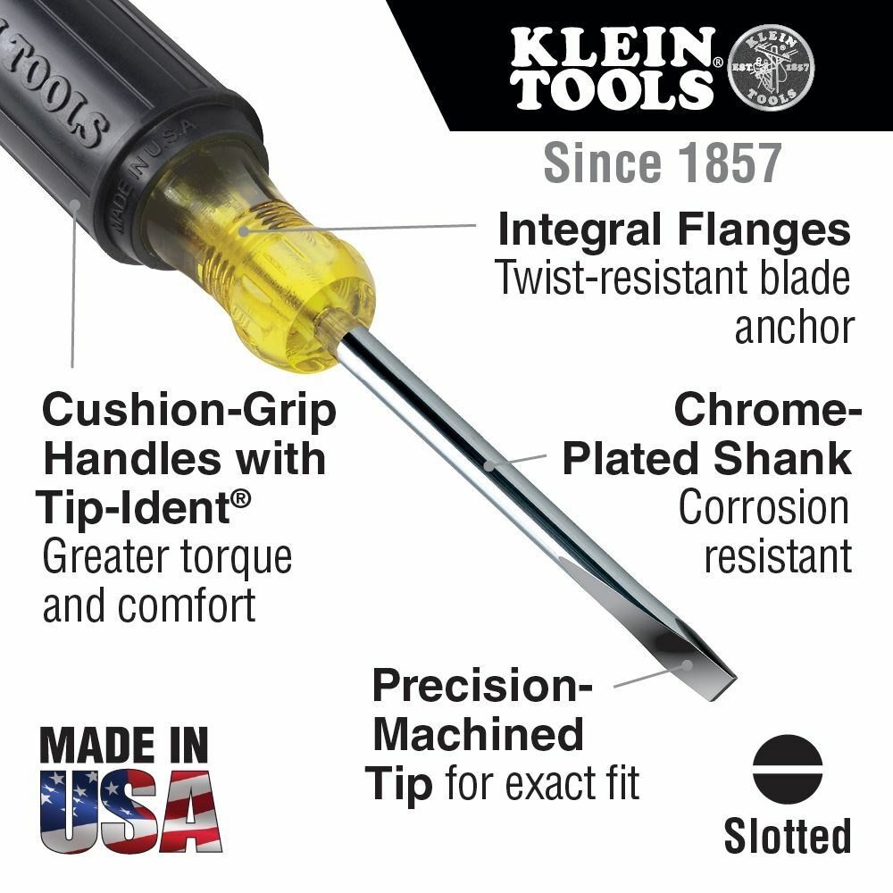 KLEIN TOOLS Klein 608-3 Mini Screwdriver, 1/8-Inch Cabinet, 3-Inch Shank
