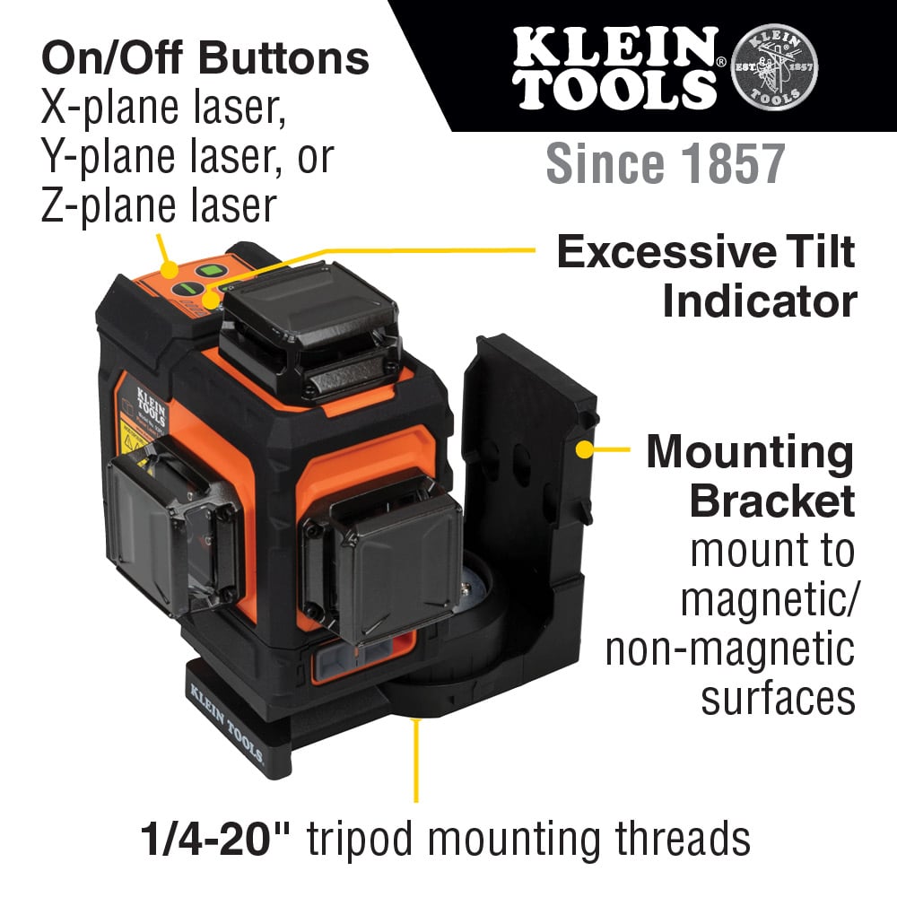 KLEIN TOOLS Klein Tools 93PLL Rechargeable Self-Leveling Green Planar Laser Level