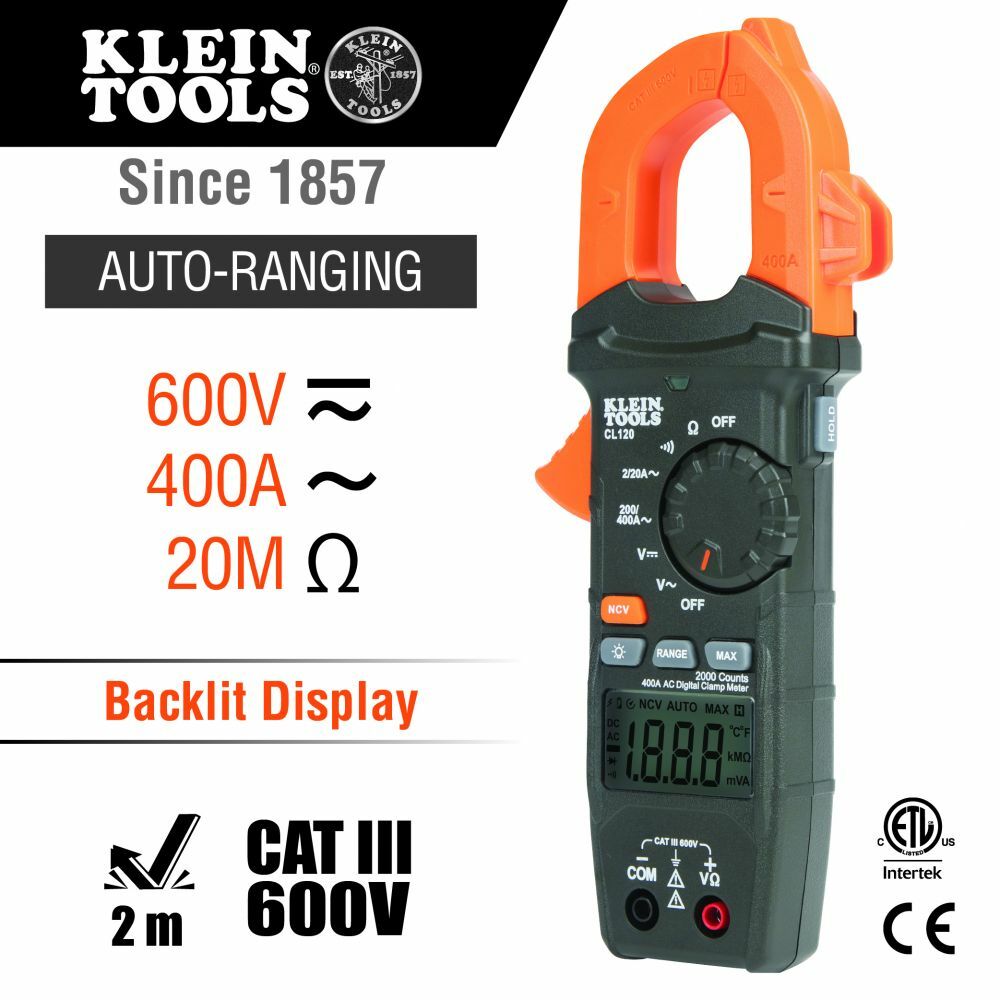 KLEIN TOOLS Klein Tools CL120VP Premium Clamp Meter Electrical Test Kit
