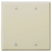 LEVITON Leviton 86025 2-Gang No Device Blank Wallplate, Standard Size, Thermoset, Box Mount, Ivory