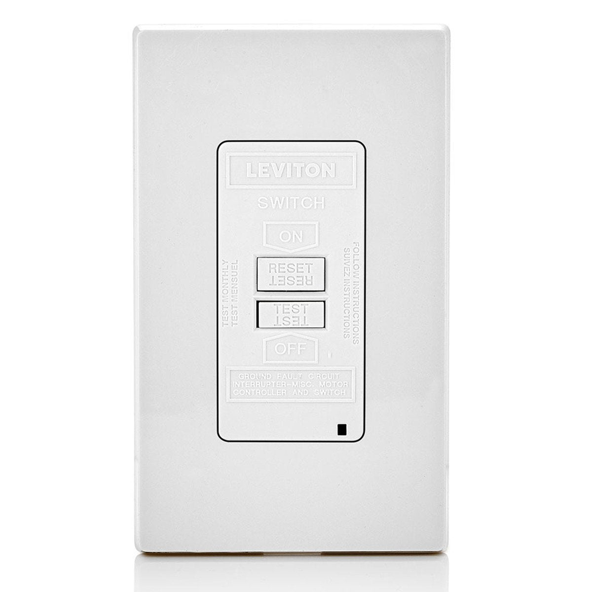 LEVITON Leviton GFRBF-W GFCI Dead Front Receptacle, Self-Test, 125 VAC, 20 Amp, 2 Poles, White