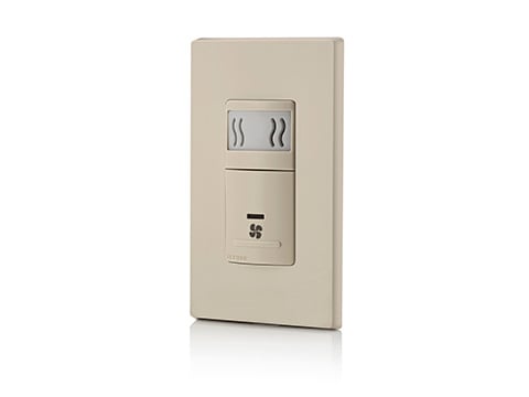 LEVITON Leviton IPHS5-1LT 1-Pole Manual Humidity Sensor and Fan Control, 120 VAC, 5 Amp, Light Almond