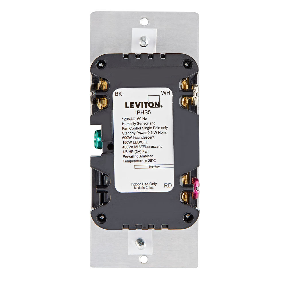 LEVITON Leviton IPHS5-1LT 1-Pole Manual Humidity Sensor and Fan Control, 120 VAC, 5 Amp, Light Almond