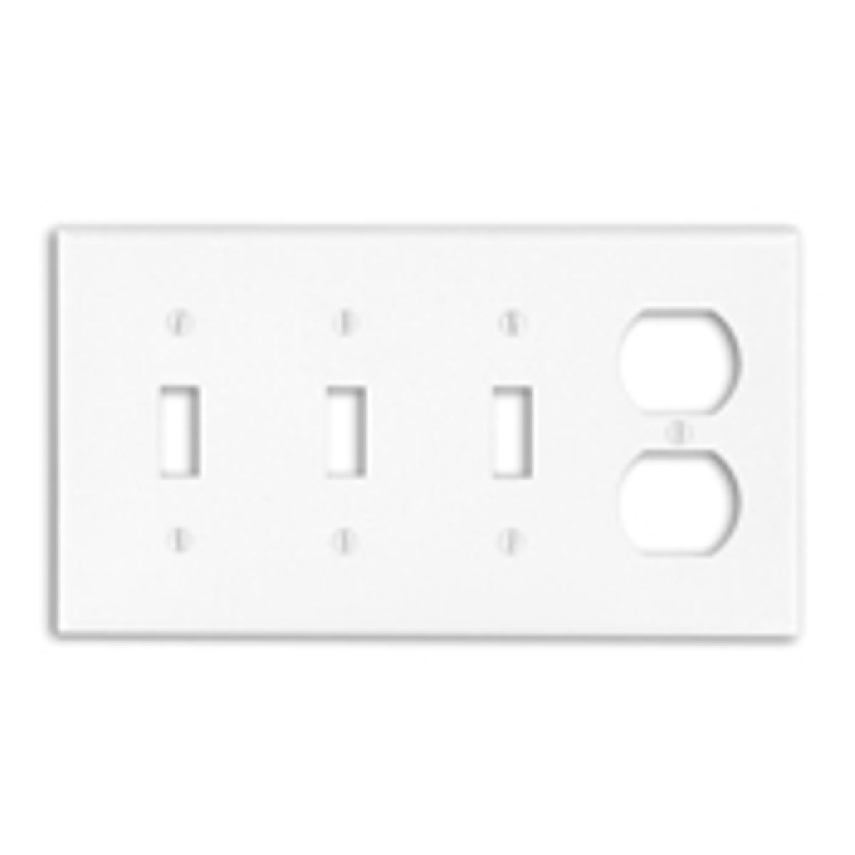LEVITON Leviton P38-T Combination Wallplate 4-Gang 3-Toggle 1-Duplex Standard Size