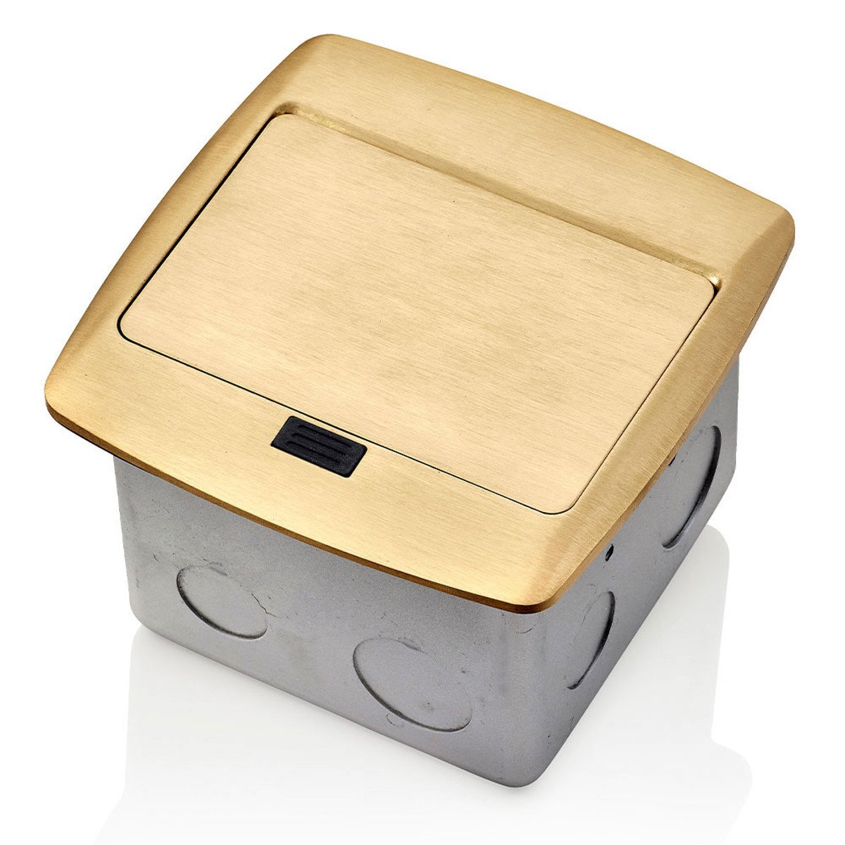 LEVITON Leviton PFTR2-BR Pop-Up Floor Box with 20 Amp, 125 Volt, NEMA, 5-20R, Pole, 2, 3-Wire, Tamper-Resistant, Duplex Receptacle Outlet that is pre-wired to terminal block - Brass