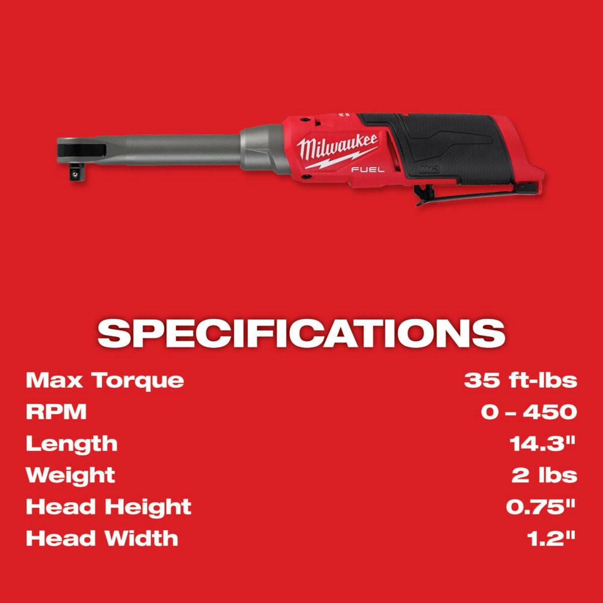 MILWAUKEE Milwaukee Tool 2569-20 M12 Fuel 3/8 Extended Reach High Speed Ratchet
