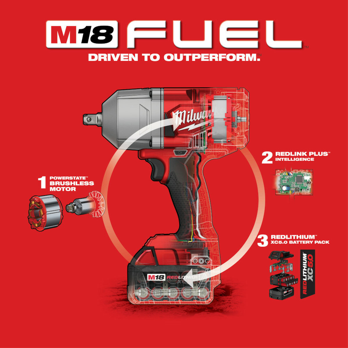 MILWAUKEE Milwaukee 276622 M18 Fuel 1/2 High Torque Impact Wrench with Pin Detent Kit