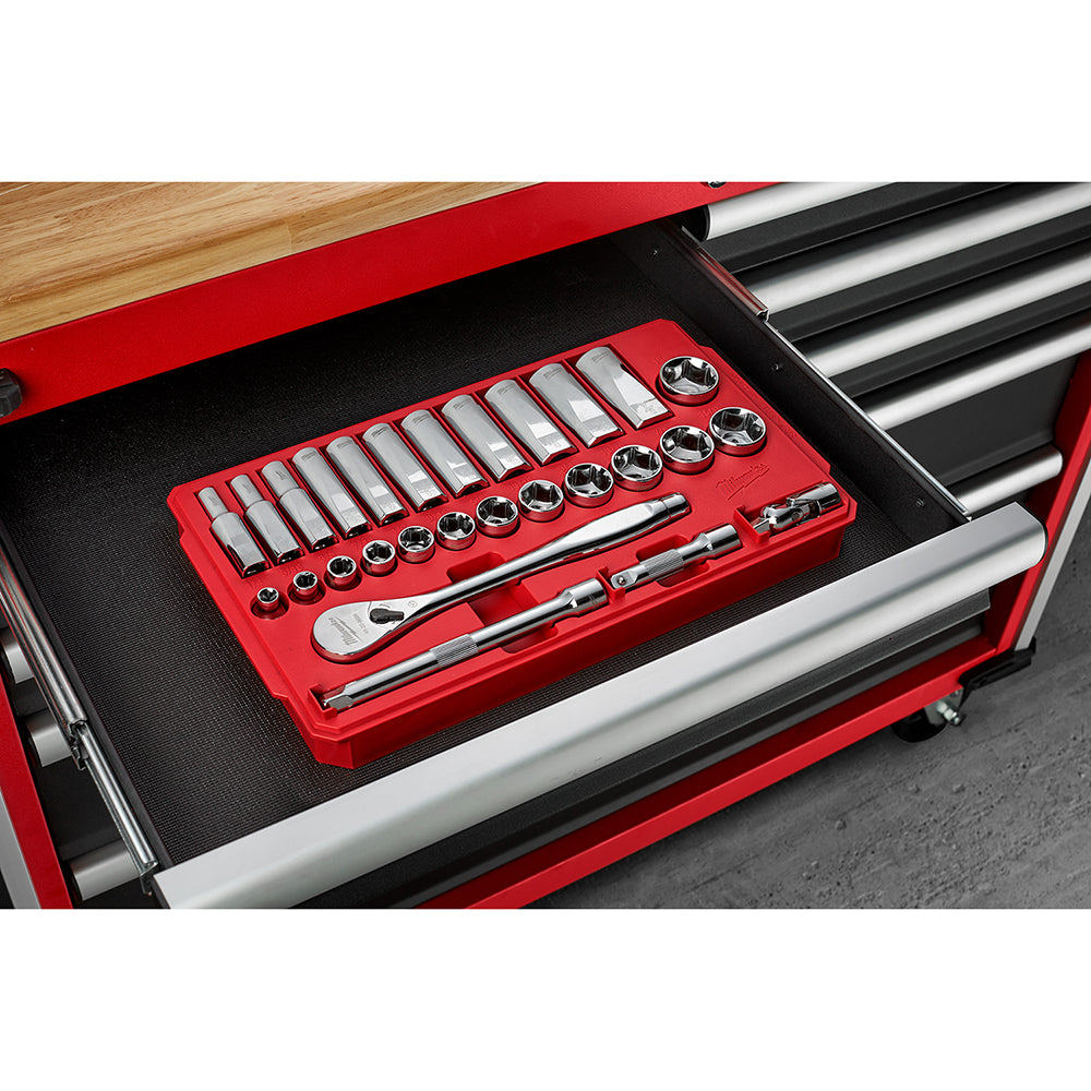 MILWAUKEE Milwaukee 48-22-9408 Ratchet and Socket Set 3/8 Drive 28 Pieces
