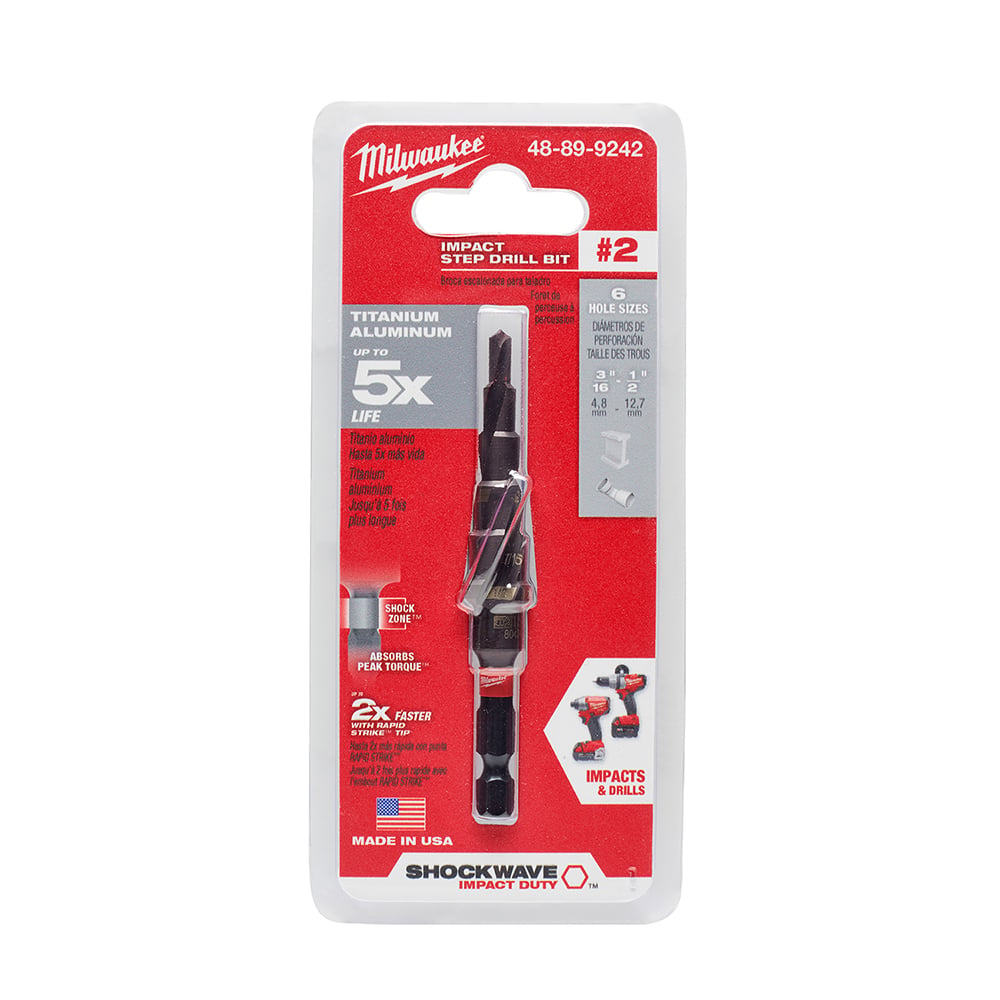 MILWAUKEE Milwaukee 48-89-9242 Shockwave Impact Duty Step Bit #2 3/16 - 1/2