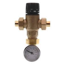 CALEFFI Caleffi 521419AC 1/2 Sweat Thermostatic Mixing Valve w/Temp Gauge & Check Valve