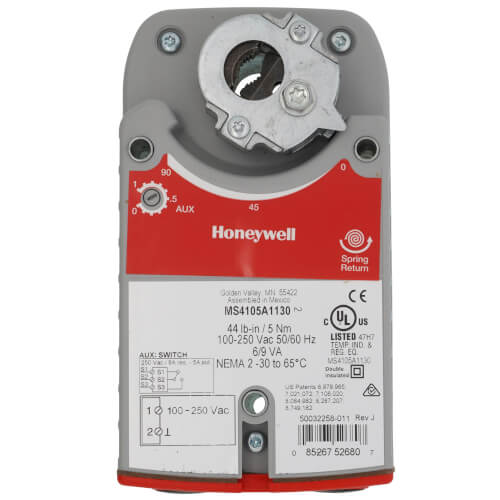 HONEYWELL Honeywell MS4105A1130 2-Position S.R. Actuator 120V 44 in-lb Aux Switch