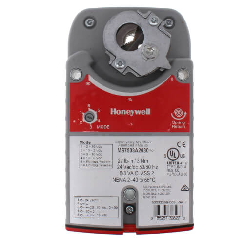 HONEYWELL Honeywell MS7503A2130 Damper Actuator Spring Return 27 lb-in Direct Coupled