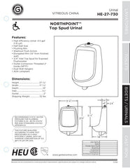 GERBER Gerber HE-27-730 Northpoint Top Spud Urinal 0.5 gpf Half Stall