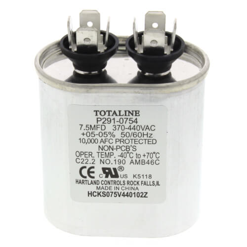 CARRIER Carrier P291-0754 Run Capacitor 440V 7.5 MFD Single Oval Replacement