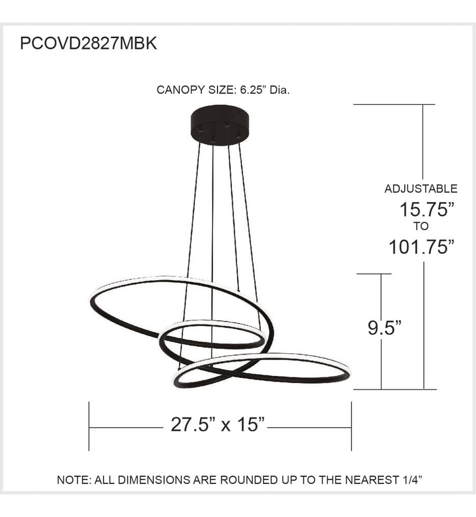 QUOIZEL Quoizel PCOVD2827MBK Ovard Integrated LED Pendant Light 27.5 inches W
