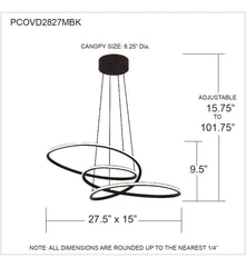 QUOIZEL Quoizel PCOVD2827MBK Ovard Integrated LED Pendant Light 27.5 inches W