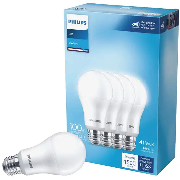 PHILIPS Philips 565416 A19 LED Light Bulb 100-Watt Equivalent (4-Pack)