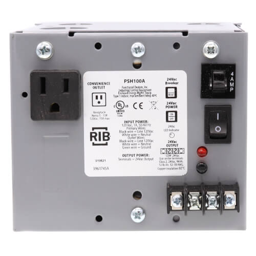 FUNCTIONAL DEVICES Functional Devices PSH100A 120-24V 100VA Enclosed Pwr Sply
