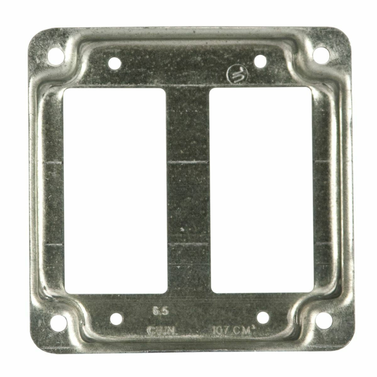 RACO RACO 809U 4 Inch 1/2 Inch Raised 6.5 In. Pre-Galvanized Steel GFCI/Toggle Crushed Corner Square Box Exposed Work Cover