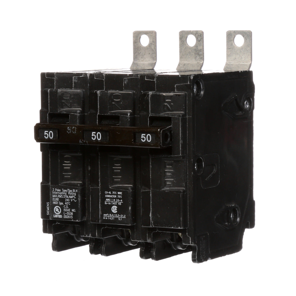 SIEMENS Siemens B350H 3-Pole 50 Amp 240 VAC 22 kA Bolt-On Molded Case Circuit Breaker