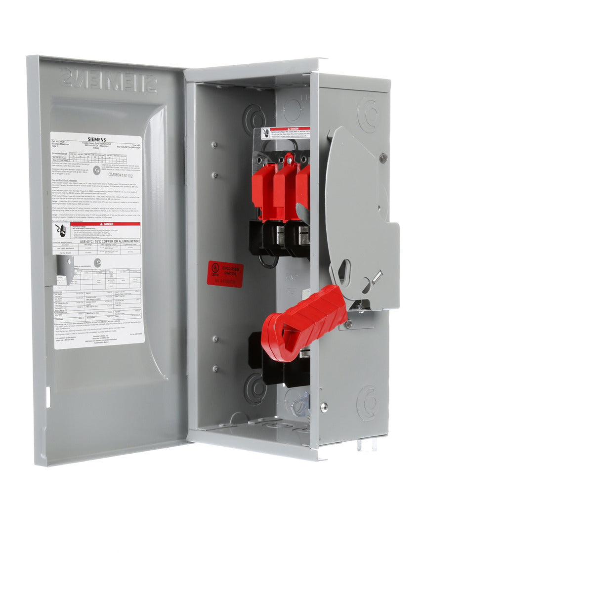 SIEMENS Siemens HF261 480/600 VAC 250/600 VDC 30 Amp 2-Pole 2-Wire NEMA 1 Heavy Duty Fusible Safety Switch