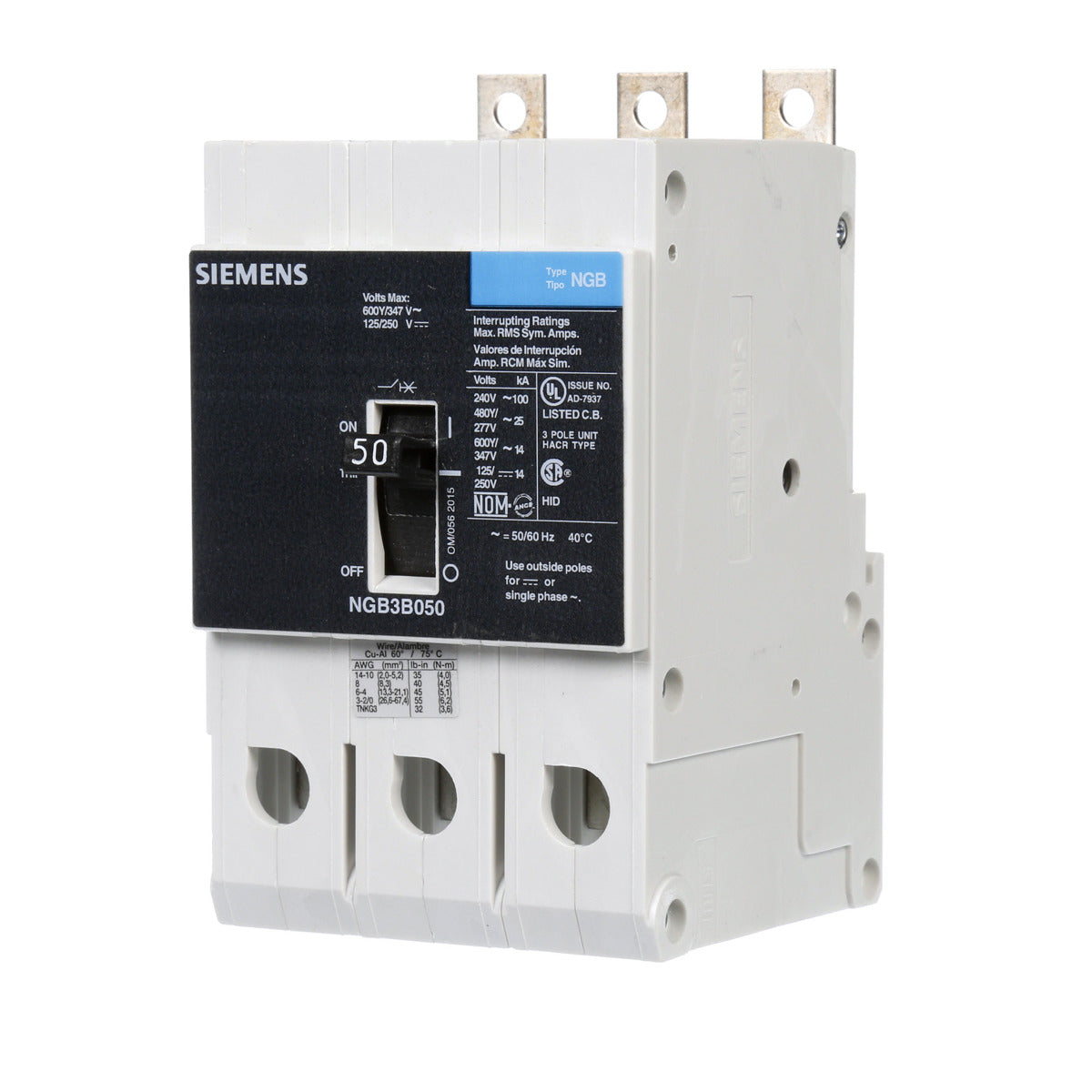 SIEMENS NGB3B050B CIRCUIT BREAKERS