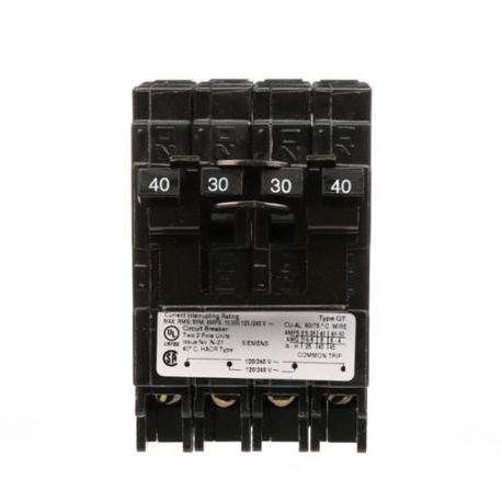 SIEMENS Siemens Q24030CT2NC 2-Pole 40 or 30 Amp 120/240 VAC 10 kA Quadplex Circuit Breaker