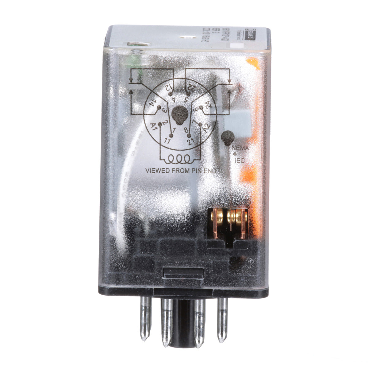 SCHNEIDER ELECTRIC Square D 8501KPR12P14V20 120 VAC 10 Amp DPDT Plug-In Relay with LED