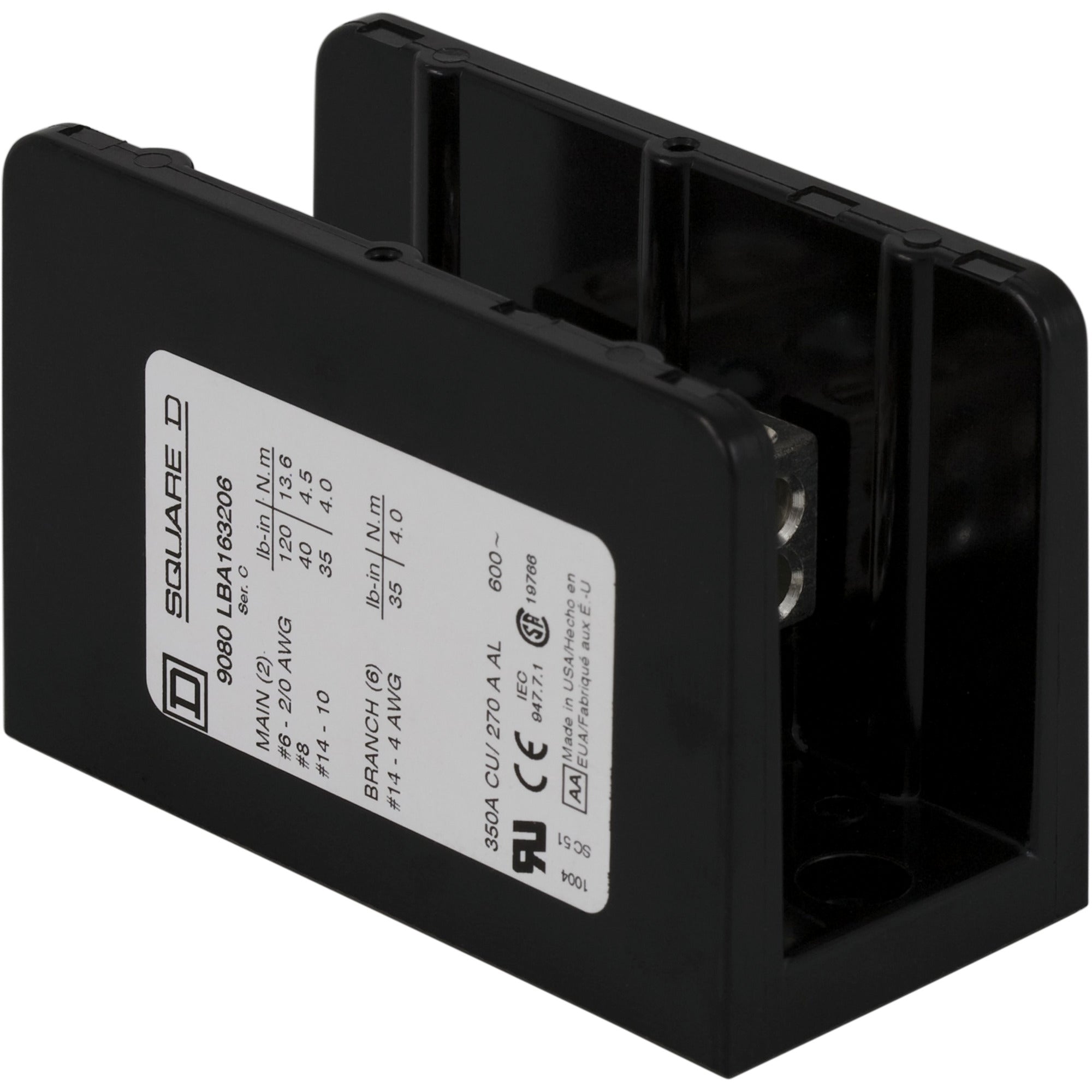 SCHNEIDER ELECTRIC Square D 9080LBA163206 Primary Phenolic Power Distribution Block 350 Amp 600 Volt