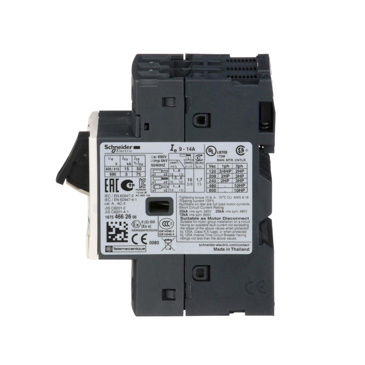 SCHNEIDER ELECTRIC Schneider Electric GV2ME16 Manual Motor Starter Push Button 9 to 14 Amps