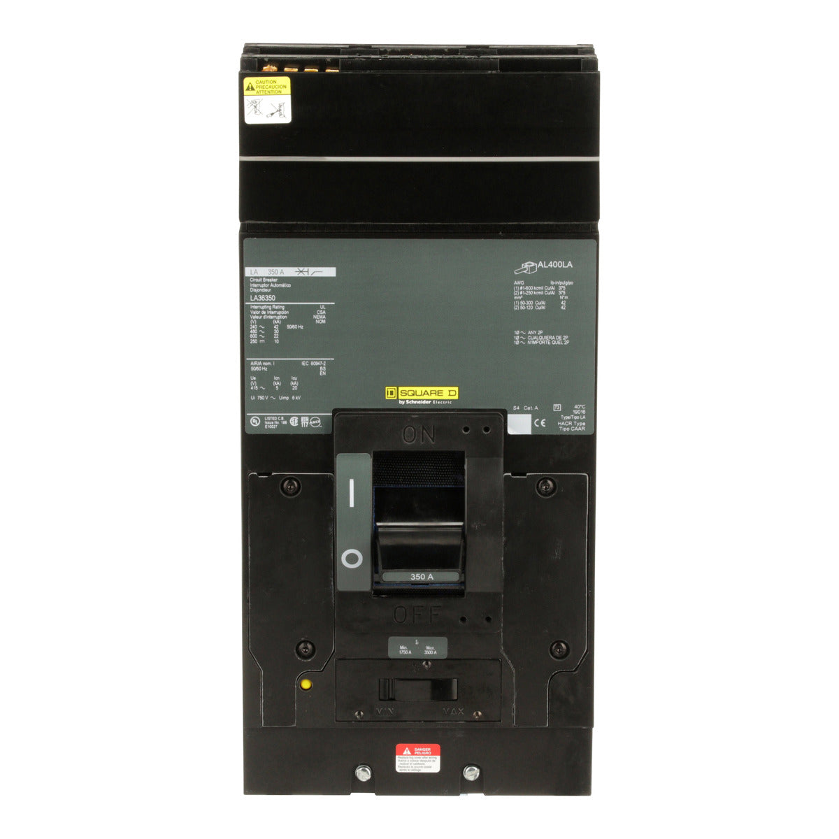 SCHNEIDER ELECTRIC Square D LA36350 3-Pole 350 Amp 600 Volt Thermal Magnetic Molded Case Circuit Breaker