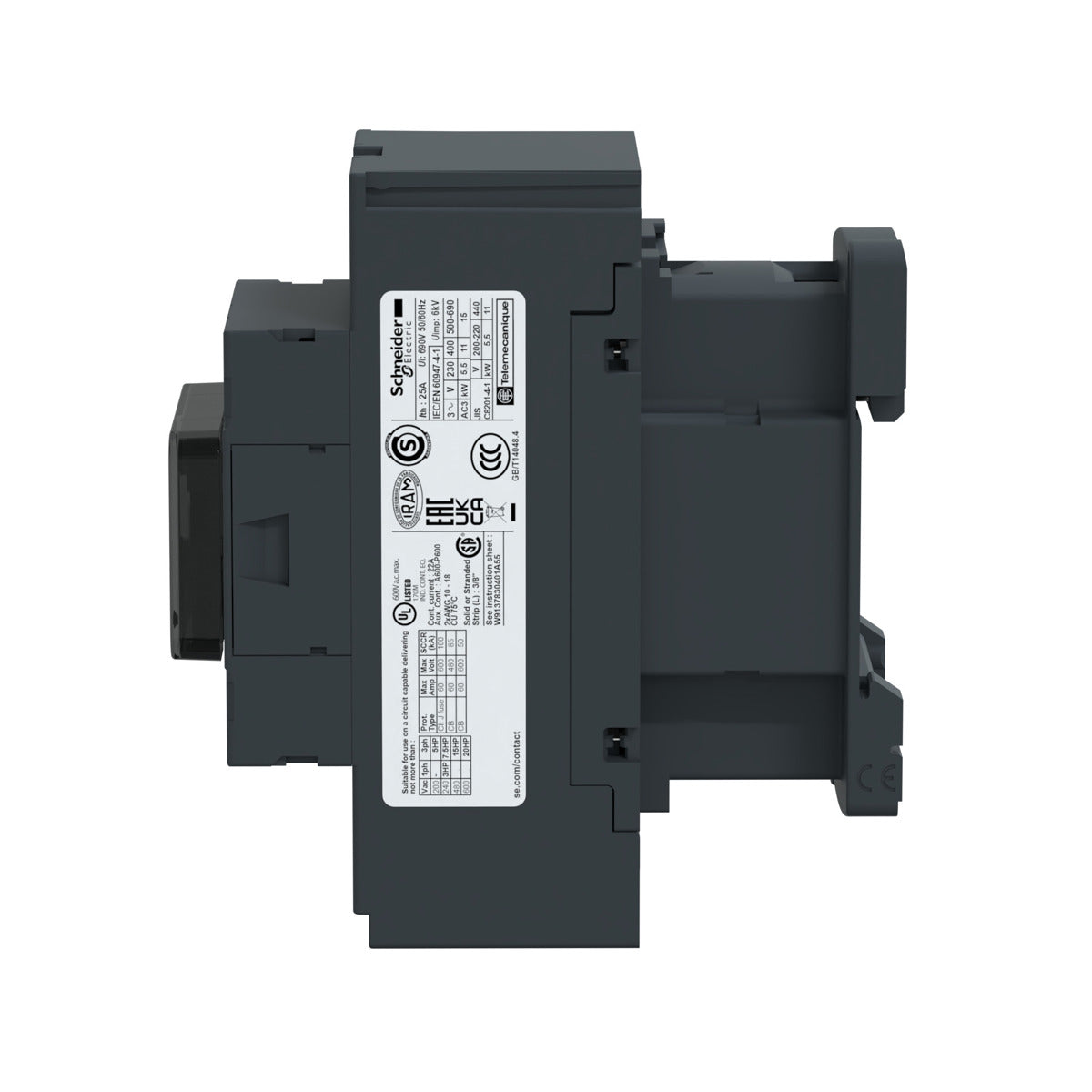 SCHNEIDER ELECTRIC Schneider Electric LC1D253BD Square D 600 VAC 25 Amp 3-Pole Contactor