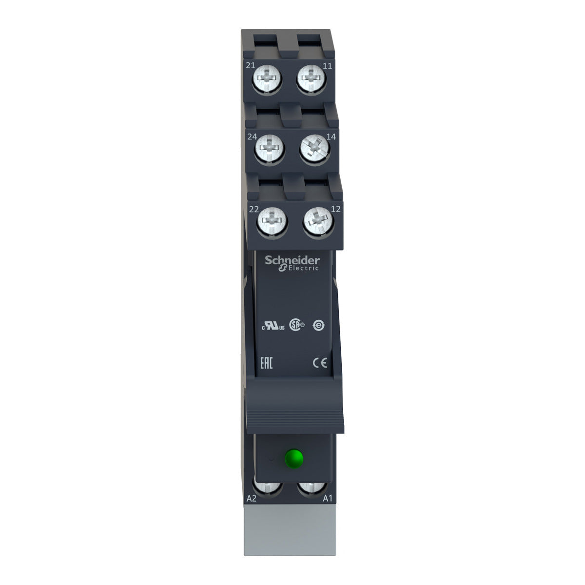 SCHNEIDER ELECTRIC Schneider Electric RSB2A080BDPV Interface Plug-In Relay, Harmony Electromechanical Relays, Pre-Assembled, 8A, 2CO, with LED, 24V DC